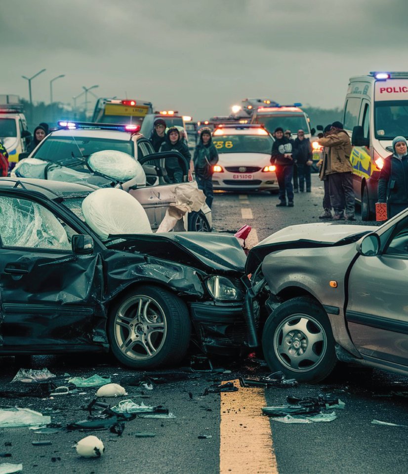 multi car crash scene