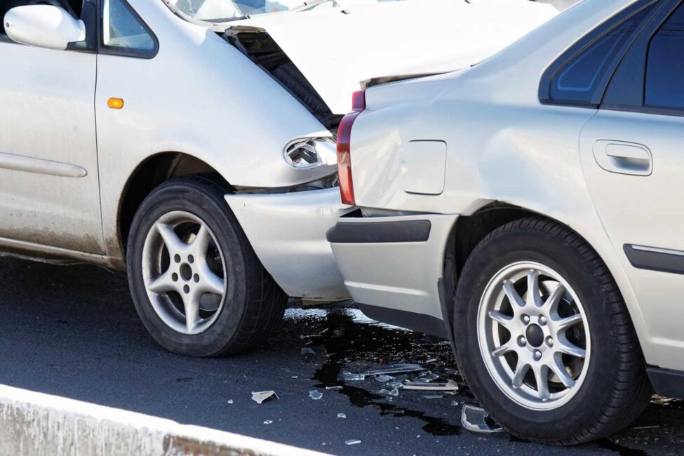 two cars in rear-end accidents at high speed